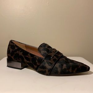 Franco Sarto leather and fur leopard print shoe